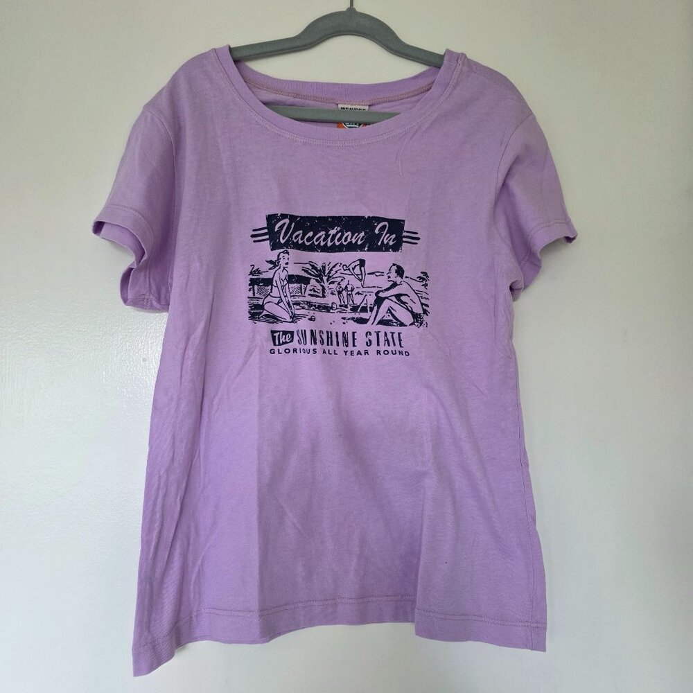 NEW Weavers Girl Vacation in the Sunshine State Florida Lilac T-Shirt Tee Size L